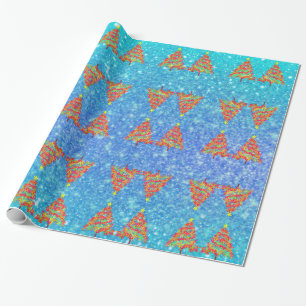 kerstbomen met sparken patroon cadeaupapier