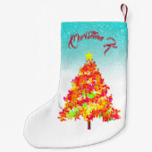 kerstbomen met sparken patroon kleine kerstsok (Achterkant)