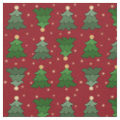 Kerstbomen met sterren op Custom Red Stof (Close Up)