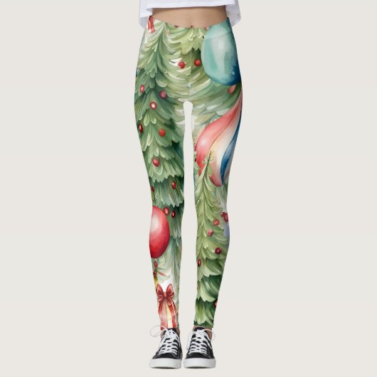 Kerstbomen met vakantiespeelgoed leggings (Voorkant)