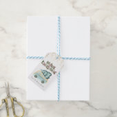 Kerstbomen met vrachtwagen,Confetti,Prettig kerstf Cadeaulabel (Met Touw)
