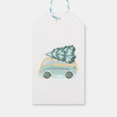 Kerstbomen met vrachtwagen,Confetti,Prettig kerstf Cadeaulabel (Achterkant)
