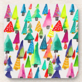 kerstbomen met waterverf bier onderzetter (Voorkant)