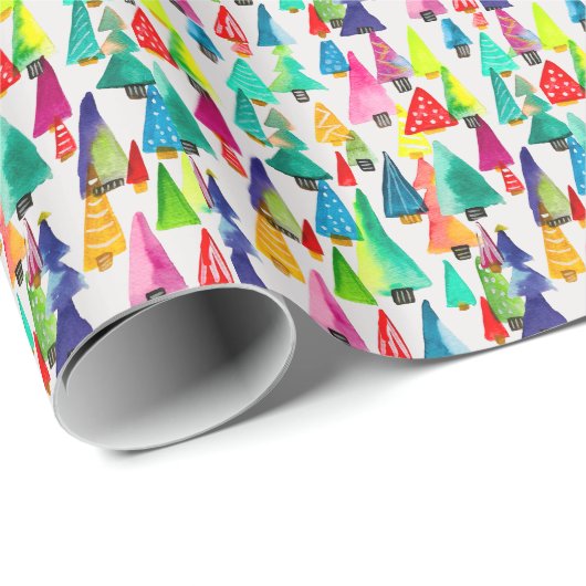 kerstbomen met waterverf cadeaupapier (Rol Hoek)
