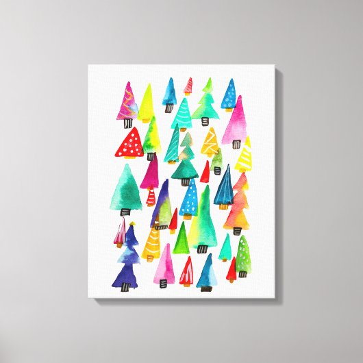 kerstbomen met waterverf canvas afdruk (Voorkant)
