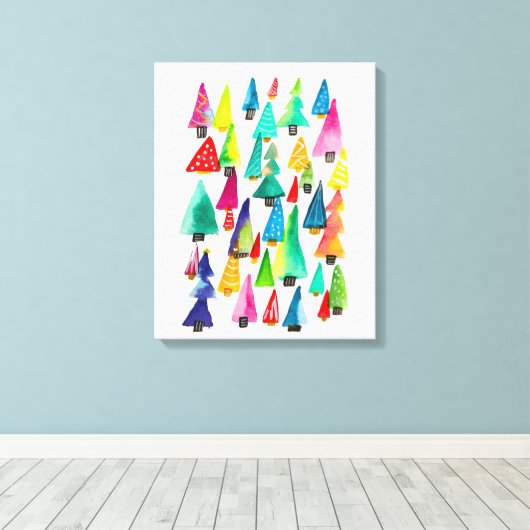 kerstbomen met waterverf canvas afdruk (Insitu (Houten vloer))