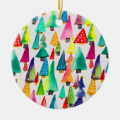 kerstbomen met waterverf keramisch ornament (Voorkant)