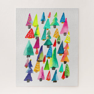 kerstbomen met waterverf legpuzzel