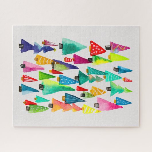 kerstbomen met waterverf legpuzzel (Horizontaal)