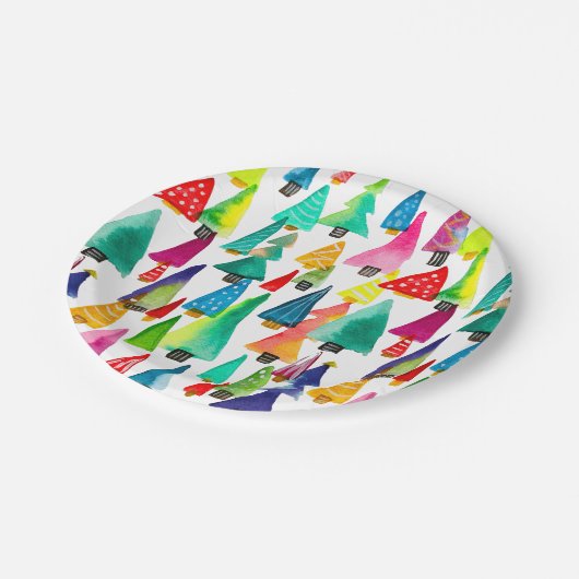 kerstbomen met waterverf papieren bordje (Gekanteld)