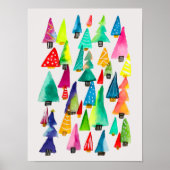 kerstbomen met waterverf poster (Voorkant)