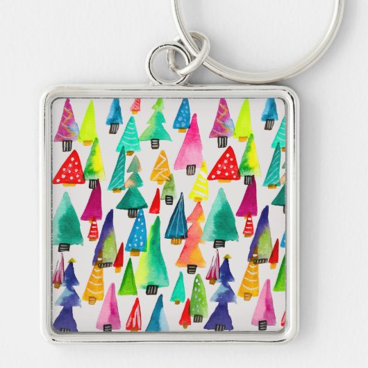 kerstbomen met waterverf sleutelhanger (Voorkant)