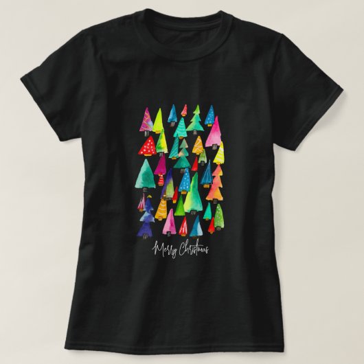 kerstbomen met waterverf t-shirt (Design voorkant)
