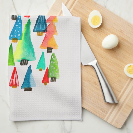 kerstbomen met waterverf theedoek (Quarter Fold)