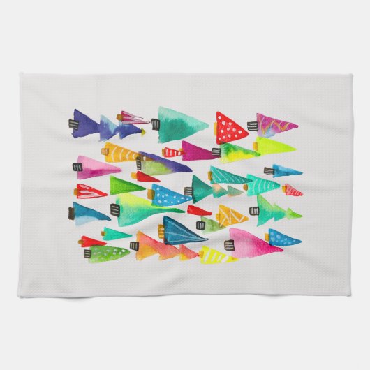 kerstbomen met waterverf theedoek (Horizontaal)