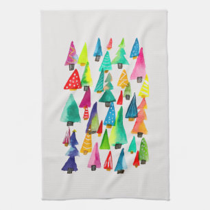 kerstbomen met waterverf theedoek