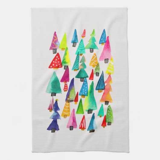 kerstbomen met waterverf theedoek (Verticaal)