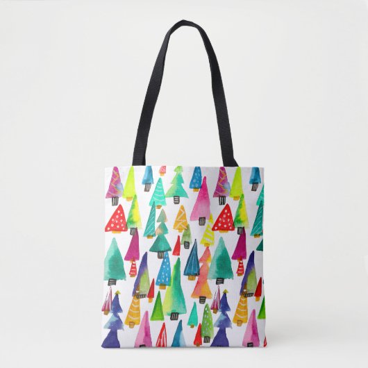 kerstbomen met waterverf tote bag (Voorkant)