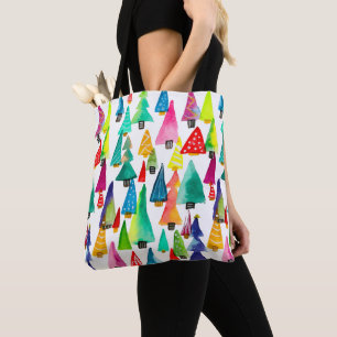 kerstbomen met waterverf tote bag