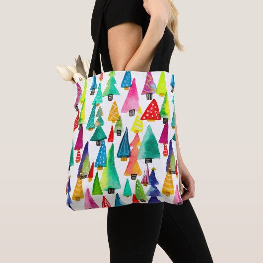 kerstbomen met waterverf tote bag (Dichtbij)