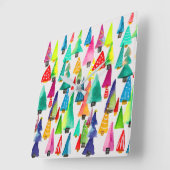 kerstbomen met waterverf vierkante klok (Hoek)