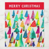 kerstbomen met waterverf wijn etiket (Enkel label)