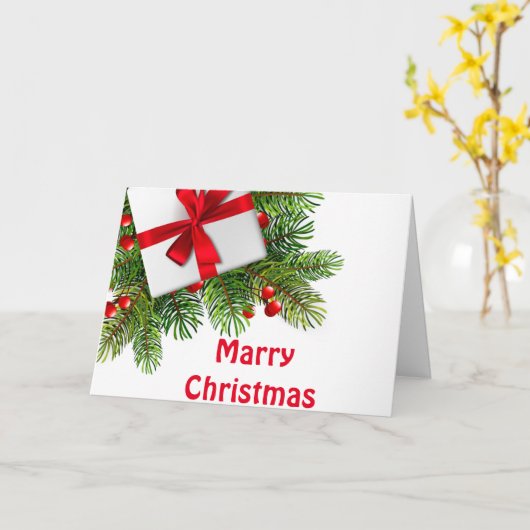 kerstbomen met wit Cadeau rood Kaart (Gele Bloem)