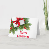 kerstbomen met wit Cadeau rood Kaart (Voorkant)