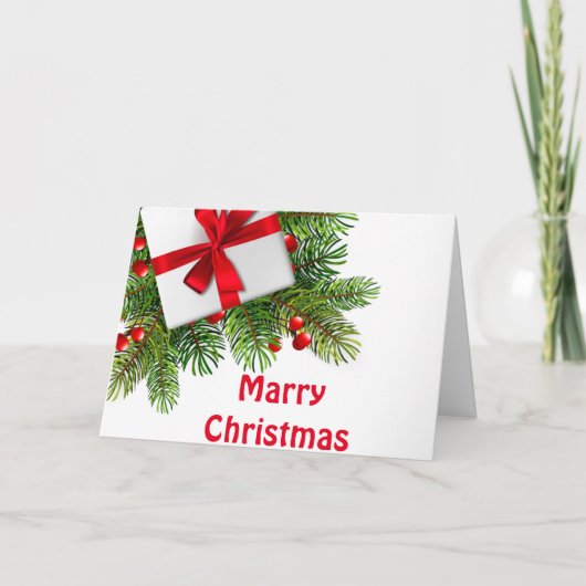 kerstbomen met wit Cadeau rood Kaart (Voorkant)