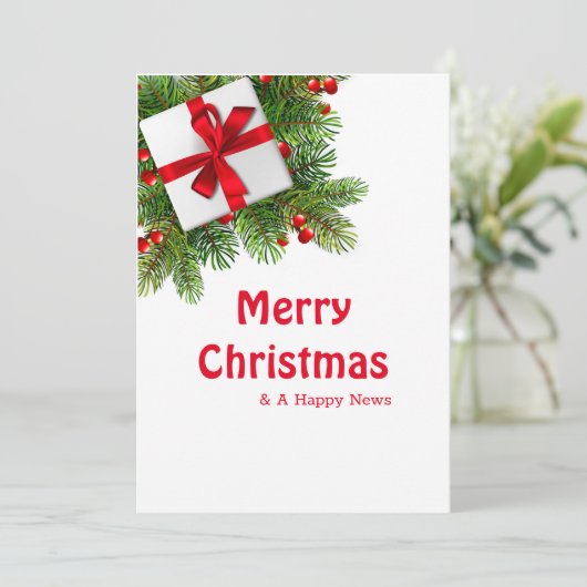 kerstbomen met wit Cadeau rood Kaart (Staand voorkant)