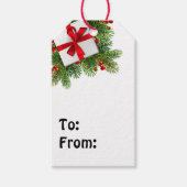 kerstbomen met wit Cadeau rood lint Cadeaulabel (Voorkant)