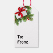 kerstbomen met wit Cadeau rood lint Cadeaulabel (Achterkant)