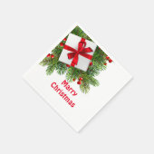 kerstbomen met wit Cadeau rood papier Servet (Hoek)