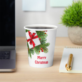 kerstbomen met wit Cadeau rood Papieren Bekers