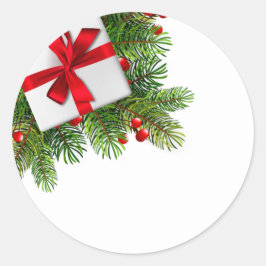 kerstbomen met wit Cadeau rood Ronde Sticker