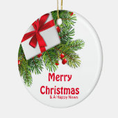 kerstbomen met witte Cadeau rode boe Keramisch Ornament (Links)