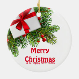 kerstbomen met witte Cadeau rode boe Keramisch Ornament