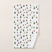 kerstbomen, mistletoe en cadeautjes bad handdoek (Handdoek)