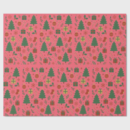 Kerstbomen Mistletoe Giftboxes Cadeaupapier (Vlak)