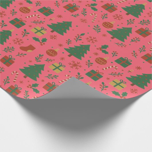 Kerstbomen Mistletoe Giftboxes Cadeaupapier (Hoek)