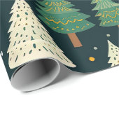 Kerstbomen Modern Sage Groen Patroon Gift Cadeaupapier (Rol Hoek)