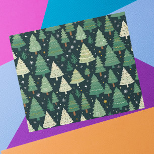 Kerstbomen Modern Sage Groen Patroon Gift Cadeaupapier