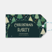 Kerstbomen Modern Sage Groen Patroon Partij Cadeaulabel (Voorkant (Horizontaal))