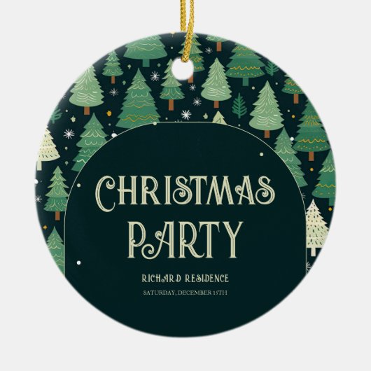 Kerstbomen Modern Sage Groen Patroon Partij Keramisch Ornament (Voorkant)
