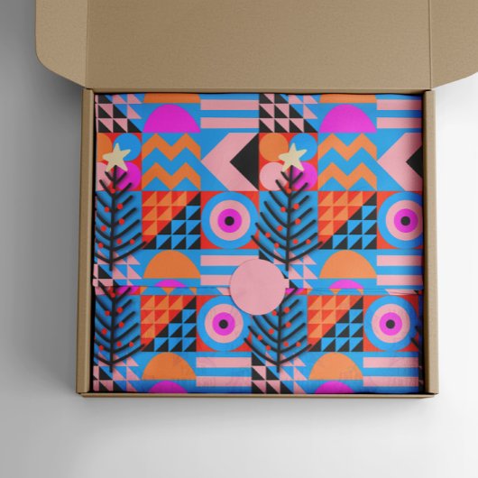 Kerstbomen Moderne Geometrische Pinks Blues Tissuepapier
