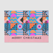 Kerstbomen Moderne Geometrische Pinks Blues Tissuepapier (Voorkant)