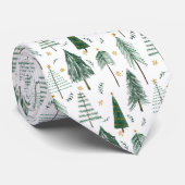 Kerstbomen Moderne Waterverf Star Foliage Stropdas (Opgerold)