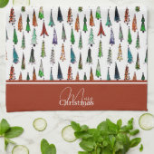 Kerstbomen monogram keukendoek theedoek (Gevouwen)