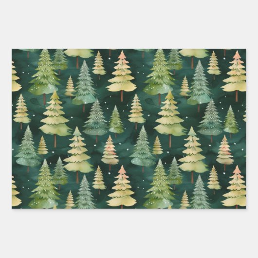 Kerstbomen Nachtbos Inpakpapier Vel (Voorkant 2)