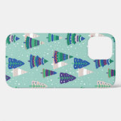 Kerstbomen op een blauwe achtergrond Case-Mate iPhone case (Achterkant (horizontaal))